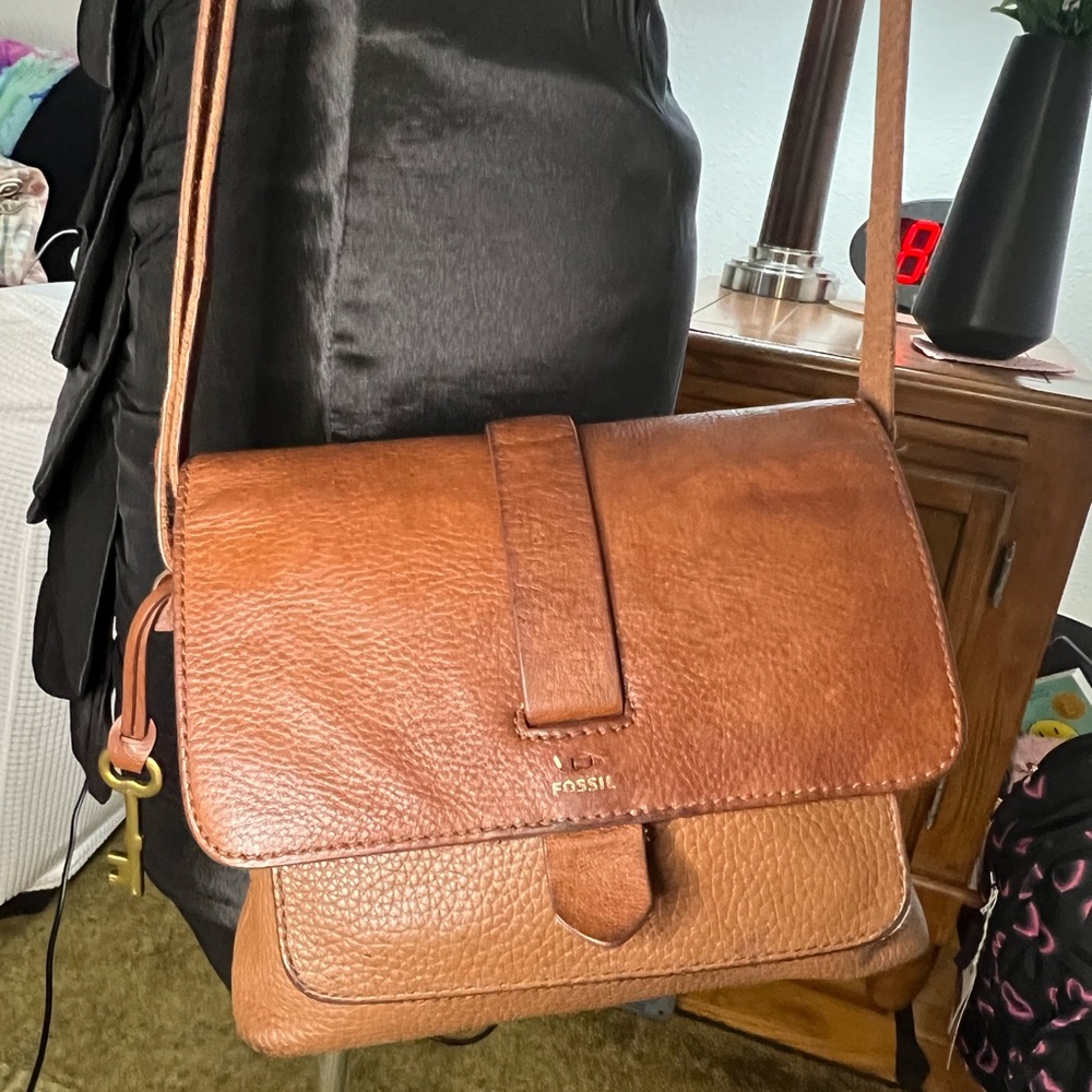 Fossil Brown Leather Crossbody Bag